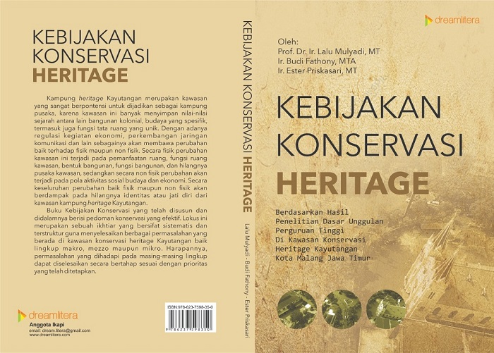 Cover buku “Kebijakan Konservasi Heritage” Penerbit Dream Litera Buana,